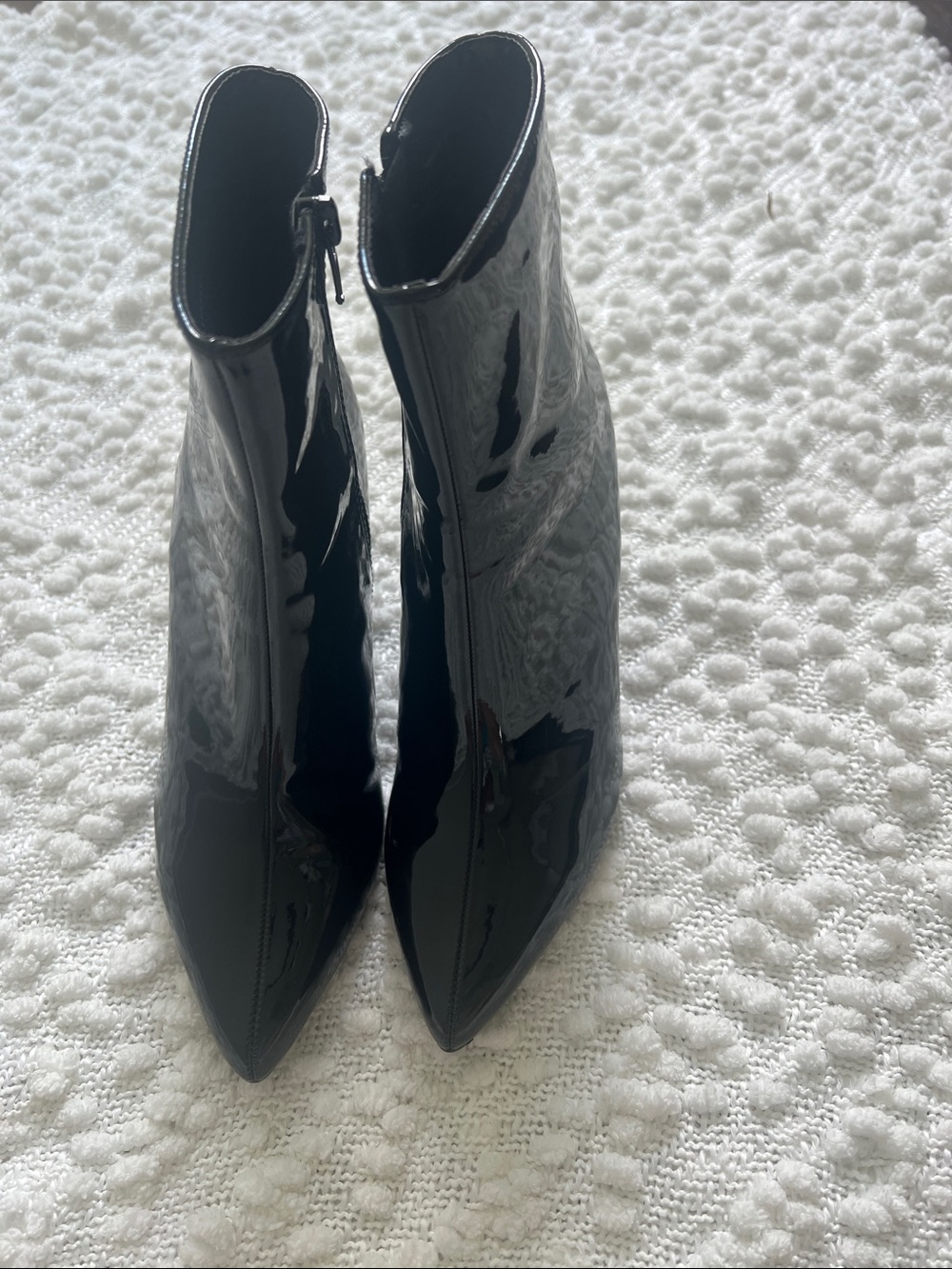 Allegra K Black Patent Pointed Ankle